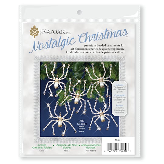 Solid Oak Nostalgic Christmas Golden Christmas Spiders Beaded Crystal Ornament Kit